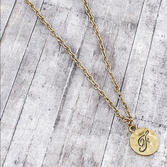 Jewelry - Goldtone Monogram initial 'F' Disk necklace